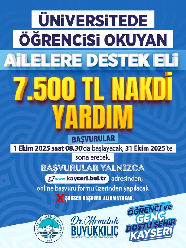 Başkan Büyükkılıç’tan Eğitime Güçlü Destek: 7 Bin 500 TL Nakdi Yardım