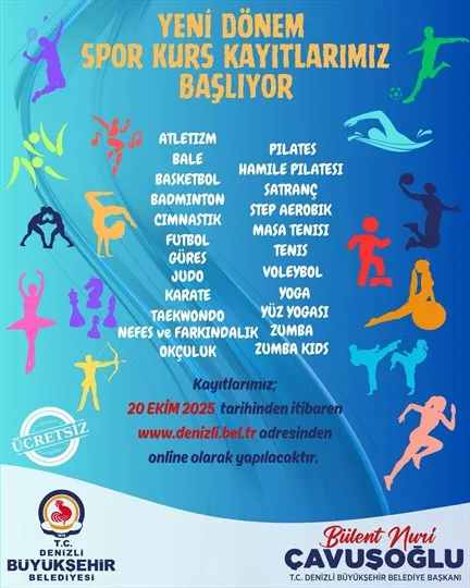 Denizli Büyükşehir Belediyesi 23 Branşta Spor Kursu Kayıtlarını Başlatıyor