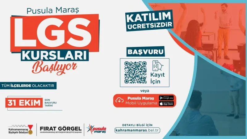 Kahramanmaraş Büyükşehir Belediyesi Tüm İlçelerde Ücretsiz LGS Kursları Başlatıyor