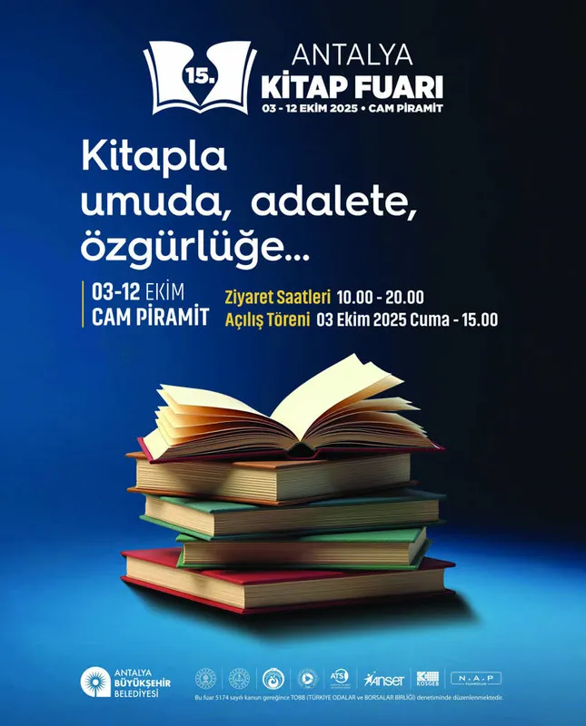 15. Antalya Kitap Fuarı 3 Ekim Cuma Günü başlıyor