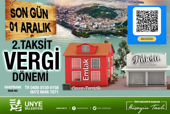 Emlak ve Çevre Temizlik Vergisi İkinci Taksit Ödemeleri İçin Son Gün 1 Aralık