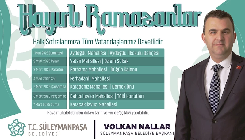 Süleymanpaşa Belediyesi Geleneksel Mahalle İftarları Başlıyor