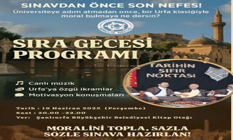 ŞANLIURFA’DA YKS ÖNCESİ GENÇLERE MORAL VE MOTİVASYON GECESİ