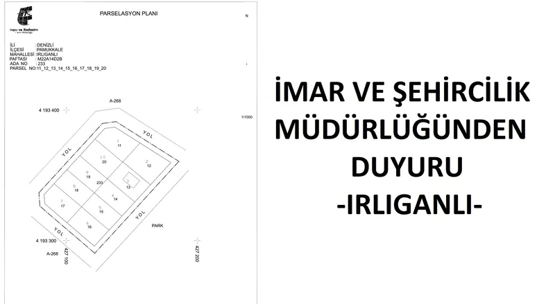 İMAR MÜDÜRLÜĞÜNDEN DUYURU (Irlıganlı)